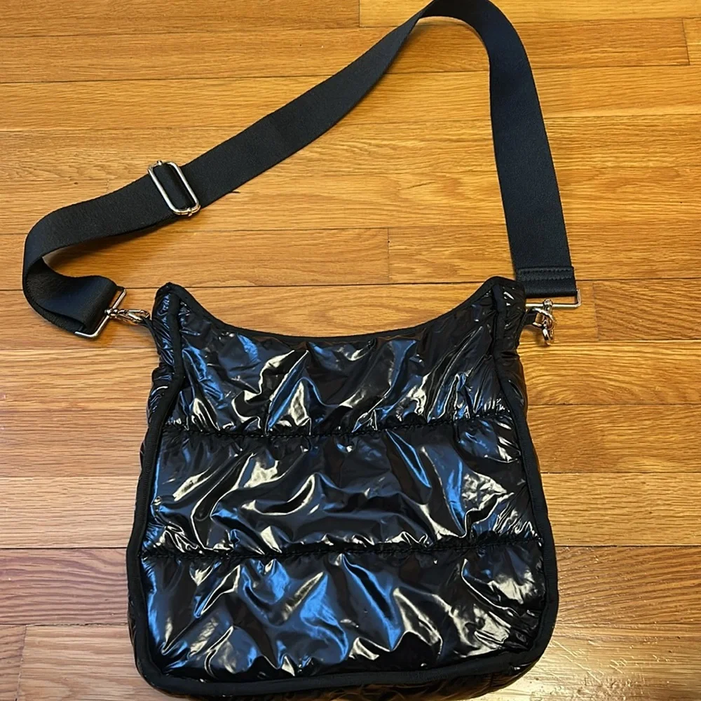 Ah-Dorned Black Puffer Nylon Crossbody Bag